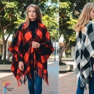 Red Buffalo Plaid Poncho/Wrap-One Size fits All